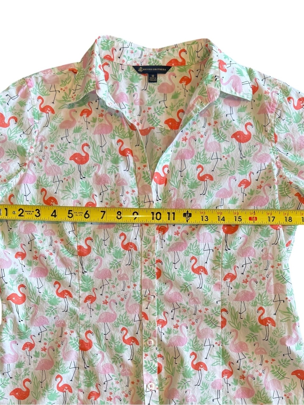 Brooks Brothers Pink & Coral Flamingo Print Button-Up Blouse - Picture 6 of 9